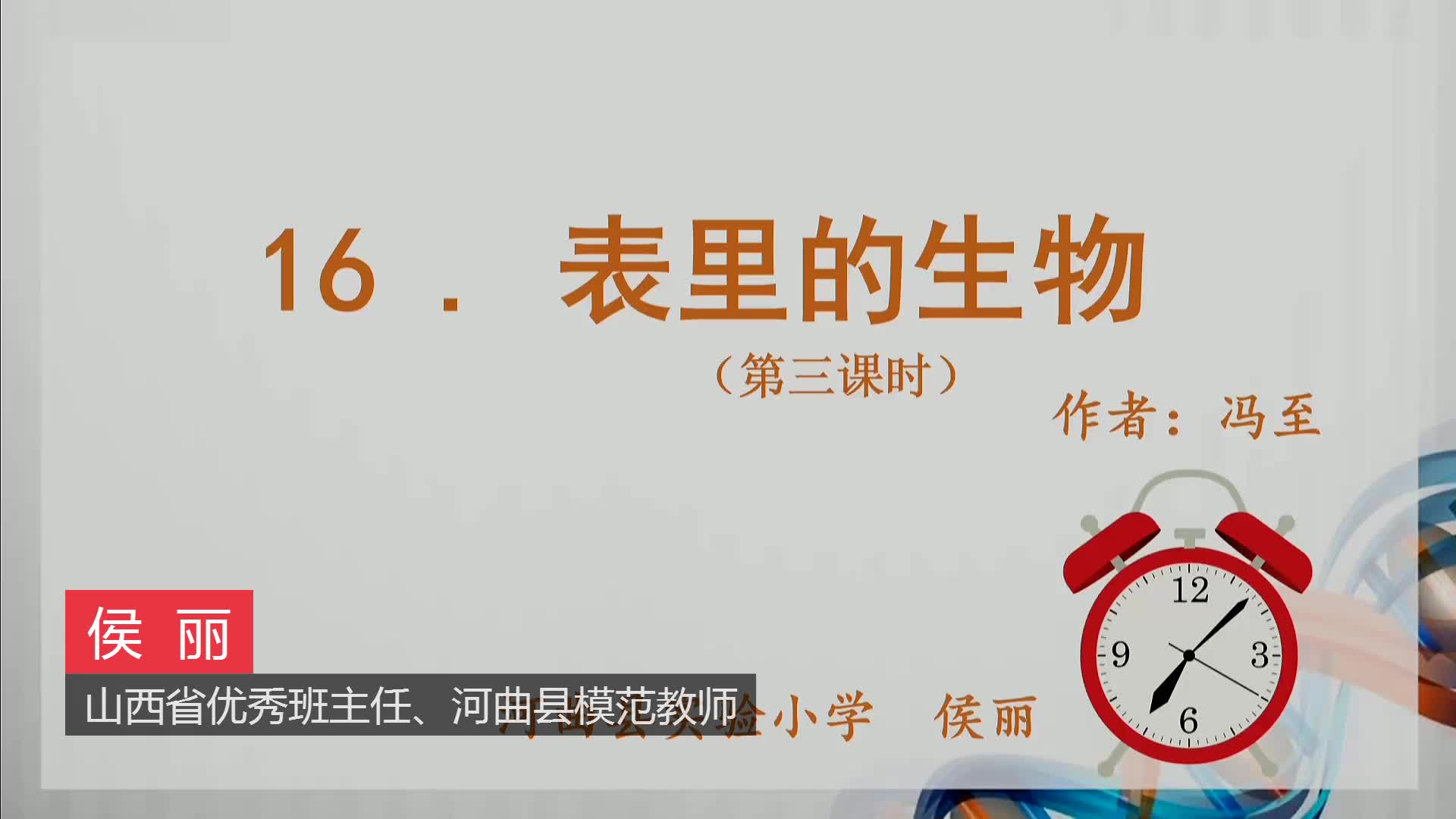 《表里的生物》第3课时 主讲人:侯丽