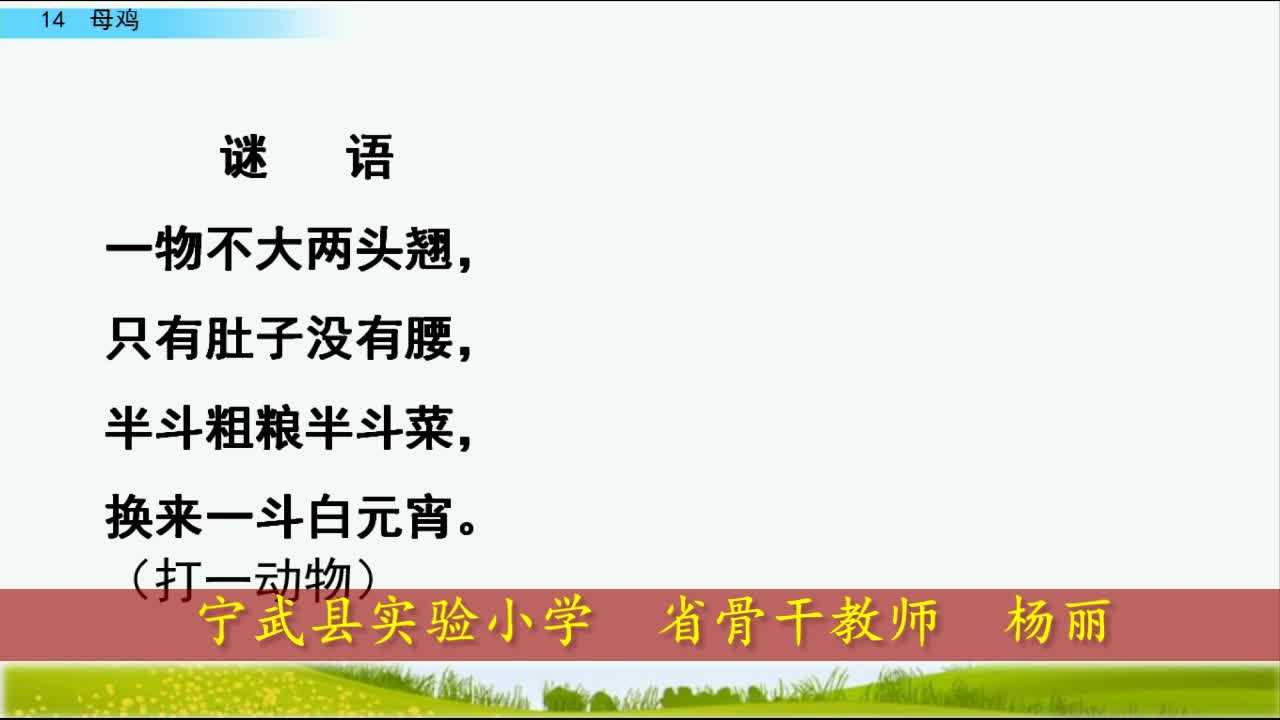 《母鸡》第一课时 主讲人:杨丽