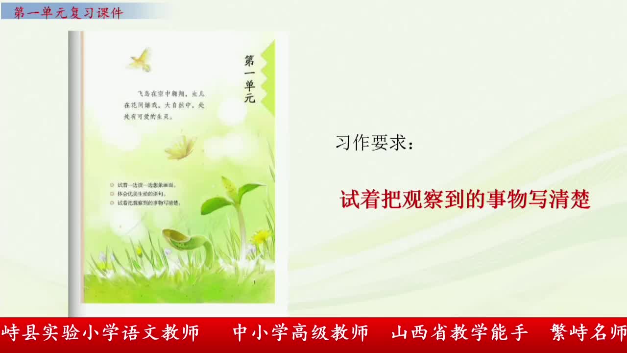 《第一单元复习课》第四课时 主讲人：袁丽英